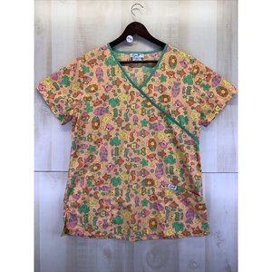 Liana Uniforms Womens Tropical Fish Print V Neck Scrub Top Plus Size 1X-8152